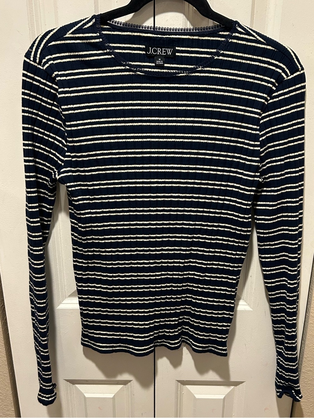 J.Crew Ribbed Striped Capsule Piece Long Sleeve Top , Medium
